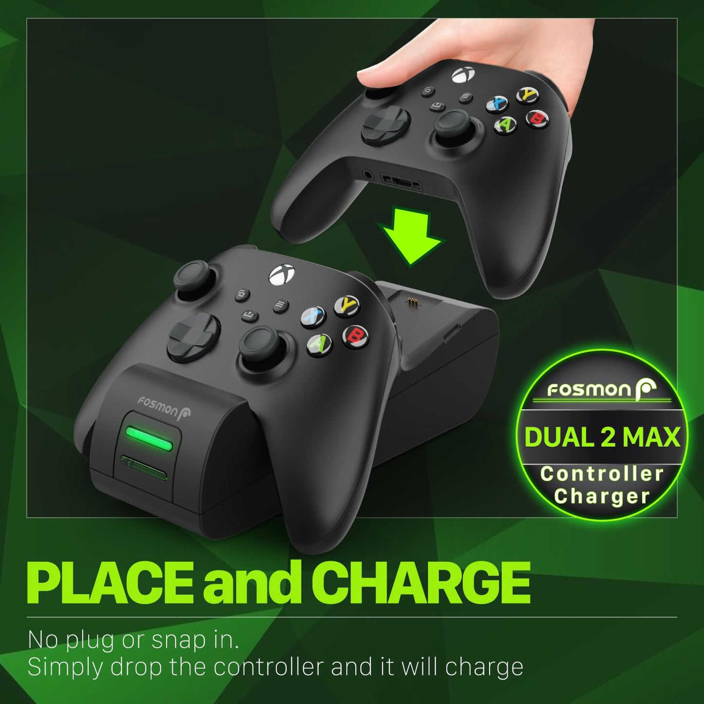 Fosmon Fast Charging for Xbox Controller Charger Station for Xbox Series X | S, Xbox One, Elite, Core w/ 2X 5280mWh Rechargeable Battery Packs, 4