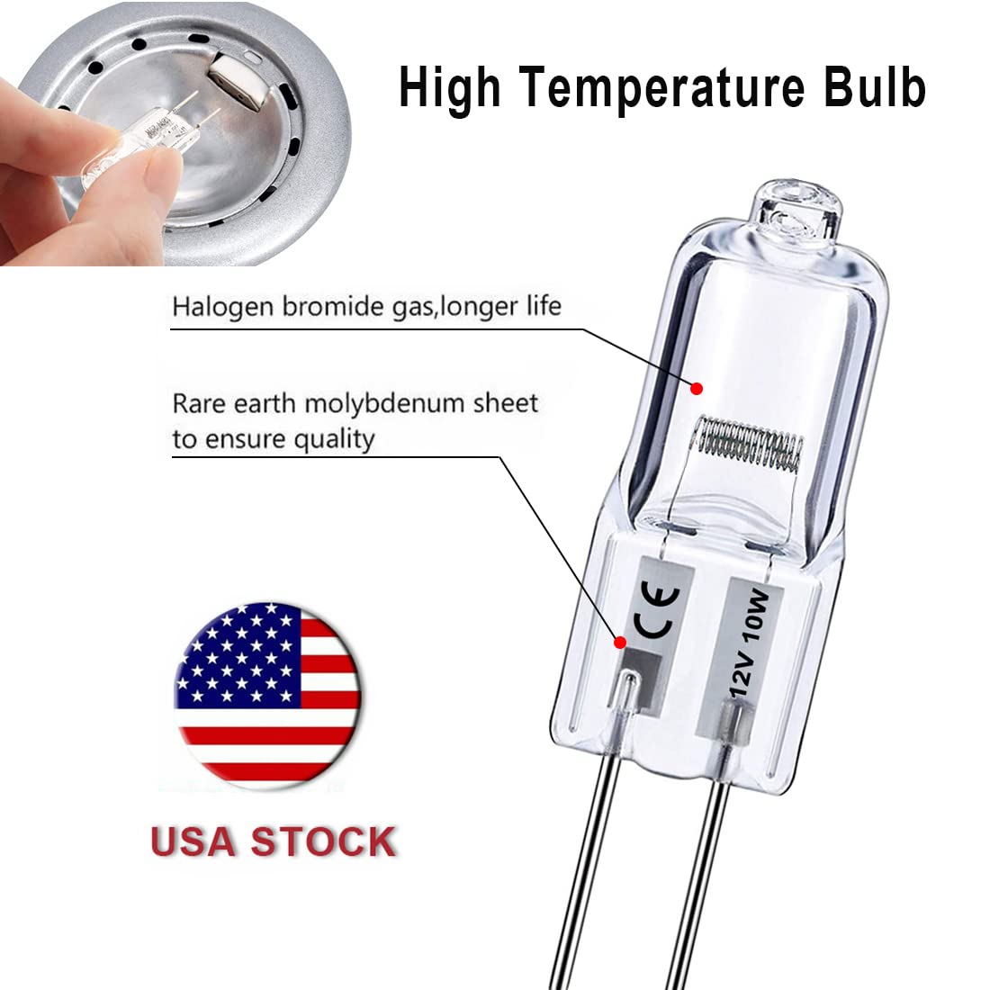 Vinaco G4 Halogen Bulb 12V 10W 2800K Warm White for Cabinet Lighting