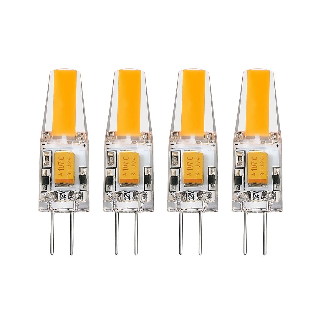 DA DANG JIA 4pcs G4 Light Bulbs 1.5W AC/DC 12V 10W-30W T3 Halogen Bulb Replacement Landscape Bulbs Warm White 2700K, Dimmable, JC G4 Bi Pin Bulb