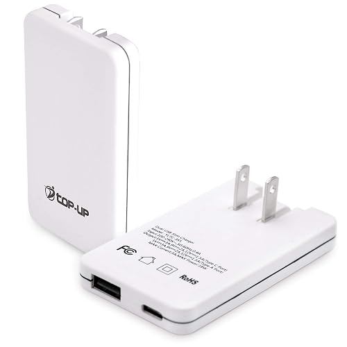 TOP-UP Flat USB Wall Charger 18W PD - Ultra Slim Dual Port USB-C & USB-A Fast Charging Adapter for iPhone 17/16/15/14/13/12 Pro Max/Air, iPad