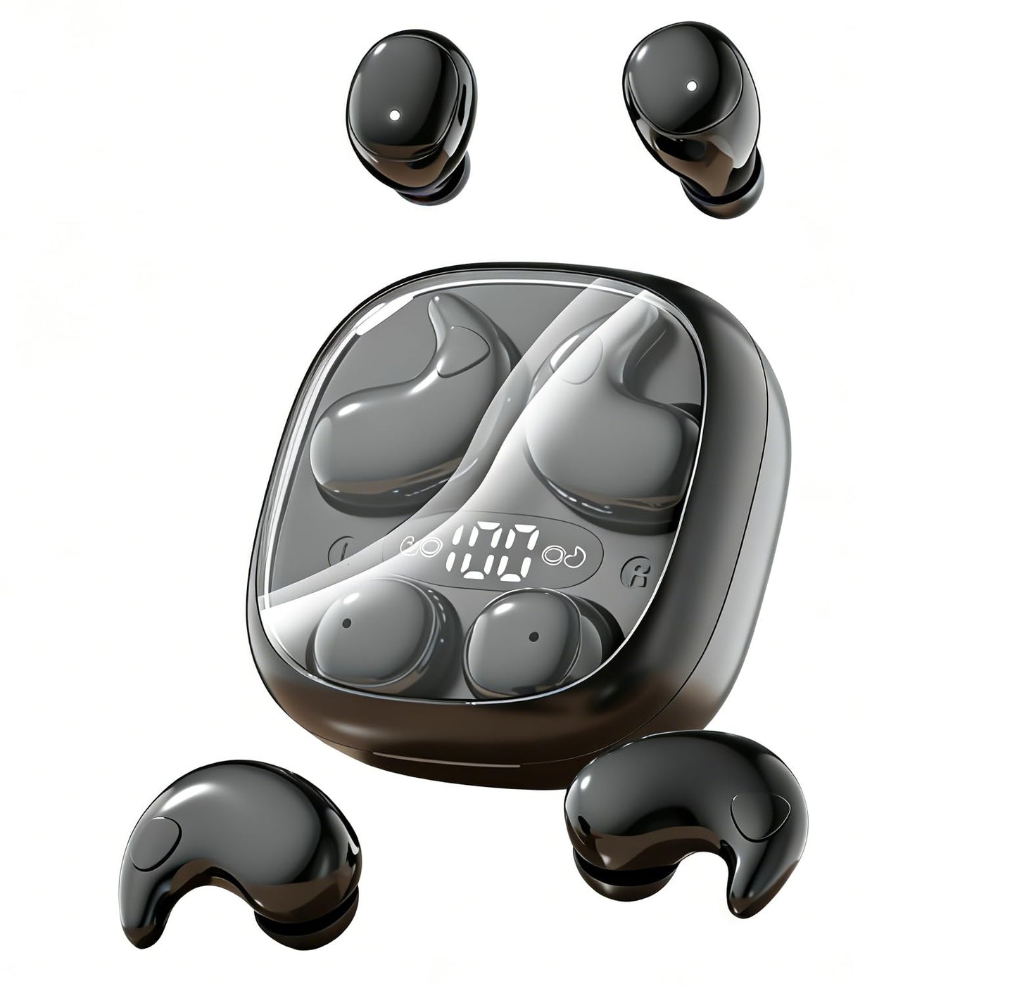 Sleep Earbuds for Side Sleepers, 2 in 1 Mini Earbuds Wireless Bluetooth for Sleeping, Discreet in-Ear Earphones for Small Ear Canals, Noise