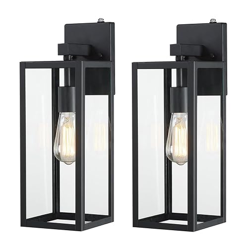 Faymart lighting 18 Inch Outdoor Wall Light Dusk to Dawn,2 Pack Outdoor Lanterns for Porch,Large Outdoor Sconce Lights with Sensor,Photocell Wall