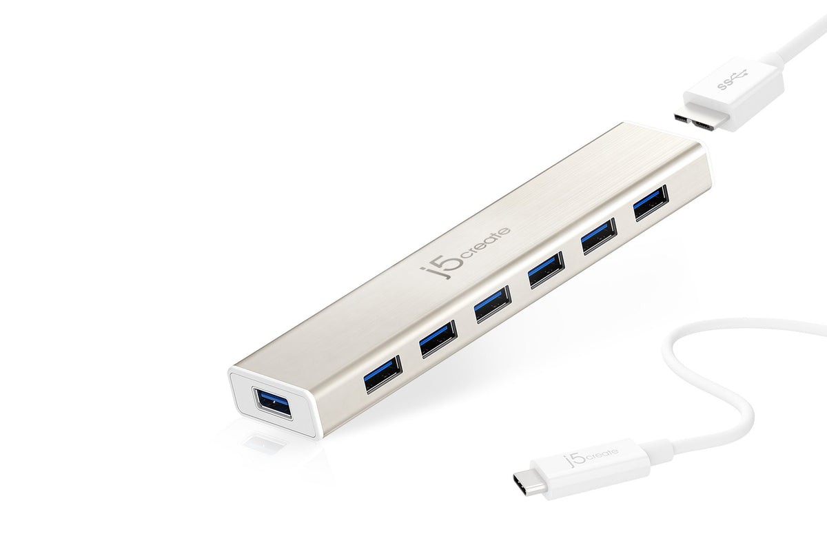 j5create USB Type-C to 7-Port USB 3.0 Data Hub with 3 ft Extended Cable