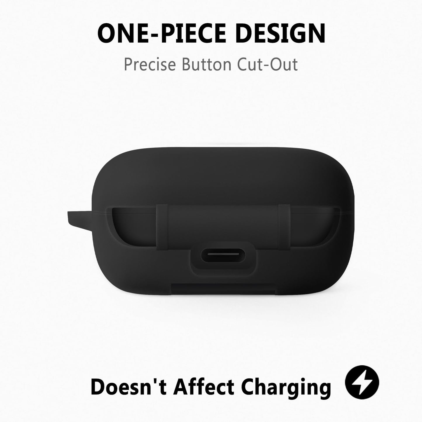 Geiomoo Silicone Case for Anker Soundcore P30i, Protective Cover with Carabiner (Black)