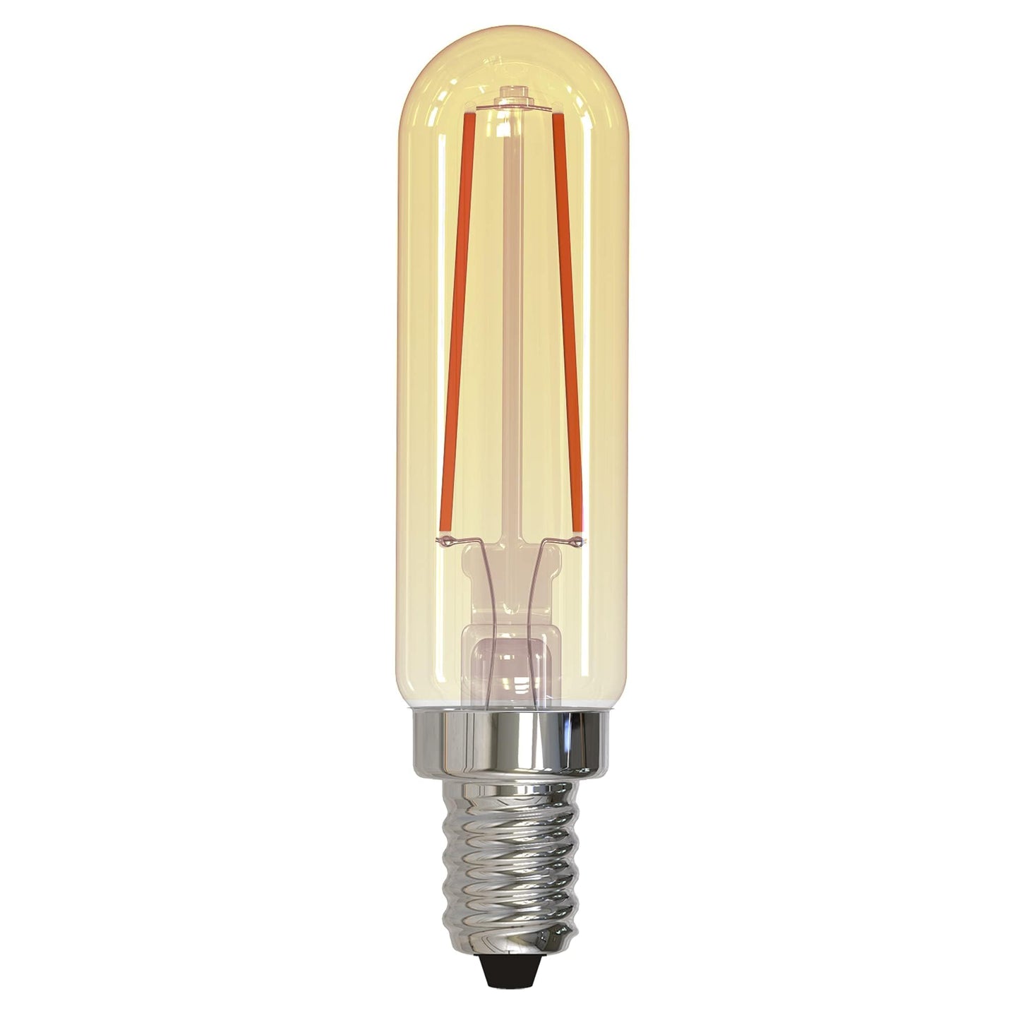 Bulbrite 776904 Amber LED Filament T6 Light Bulb, E12 Candelabra Base, 2100k Amber Light, 2.5 Watts 160 Lumens, High 90 CRI, Fully Dimmable