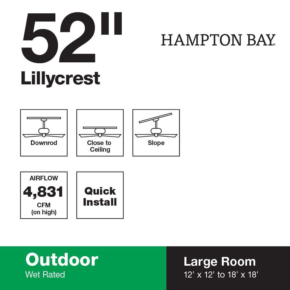 Hampton Bay Lillycrest 52 in. Indoor/Outdoor Matte White Ceiling Fan