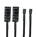 2PCS PWM Fan Hub Splitter 4-Pin/3-Pin pc 5 Way Splitter, FBHDZVV Cooling Fans Power Cable 1 to 5 Way PC Case Internal Motherboard Extension Cable