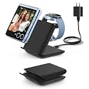 Wireless Charger for Samsung Galaxy z Flip & Watch Combo - 2 in 1 Foldable Wireless Charging Station for Flip 7/6/5/4, Motorola Razr+, Galaxy Watch