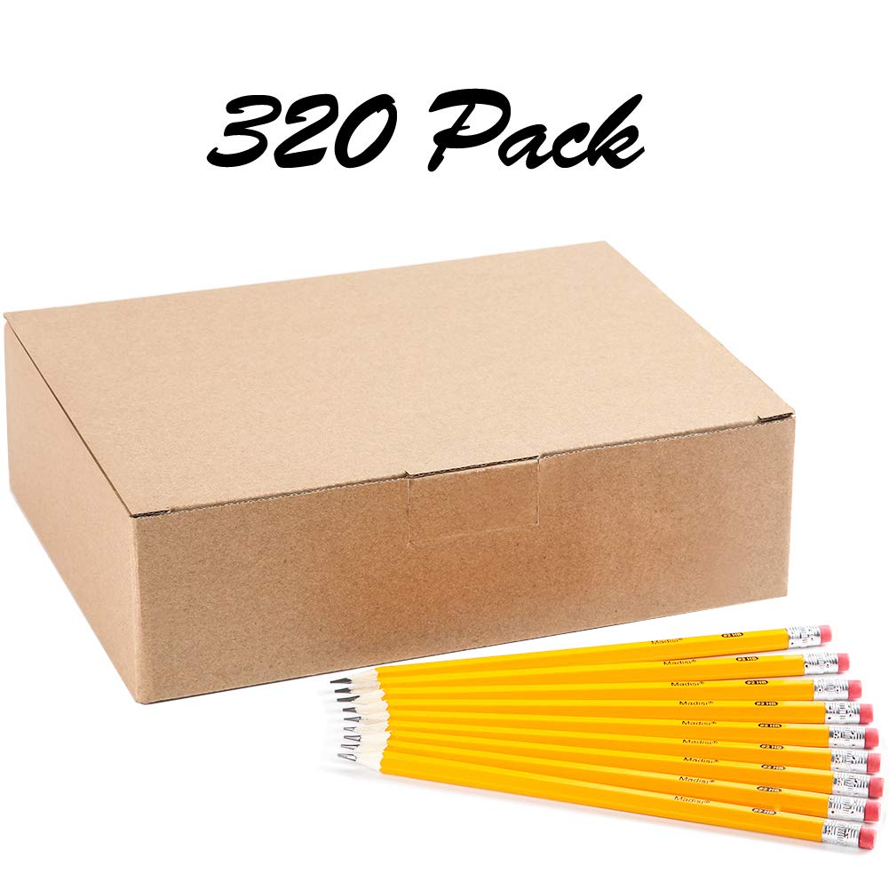 Madisi Wood-Cased #2 HB Pencils Bulk, 320 Count, Pre-sharpened