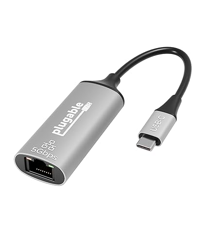 Plugable 5Gbps USB-C Ethernet Adapter | 5000Mbps Wired Network for Windows, macOS, and ChromeOS Laptops and Desktops | Realtek RTL8157 | Supports