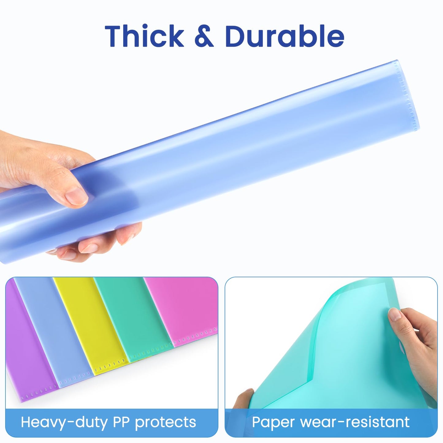 Sooez 25 Pack Clear Document Folder Project Pockets, Clear Plastic Folders