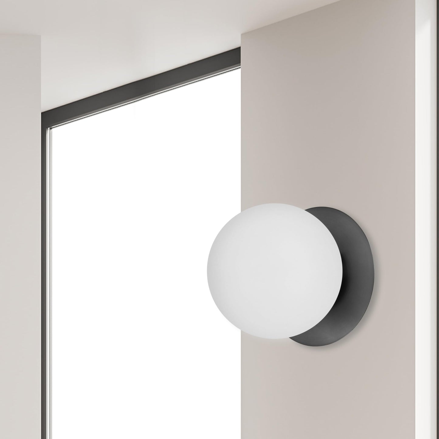 Dainolite Burlat 1 Light Wall Sconce - 6" Dia. - Matte Black - White Glass