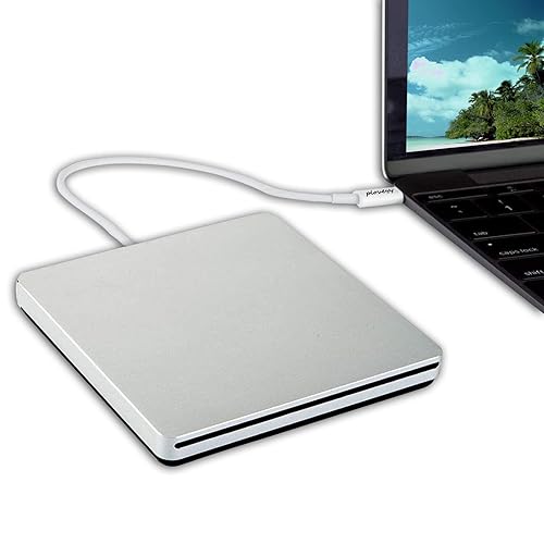 Ploveyy External CD DVD Drive USB-C Superdrive Portabl CD/DVD ROM Optical Drive Player Reader Writer Burner for MacBook Pro Windows 10 Laptop Desktop