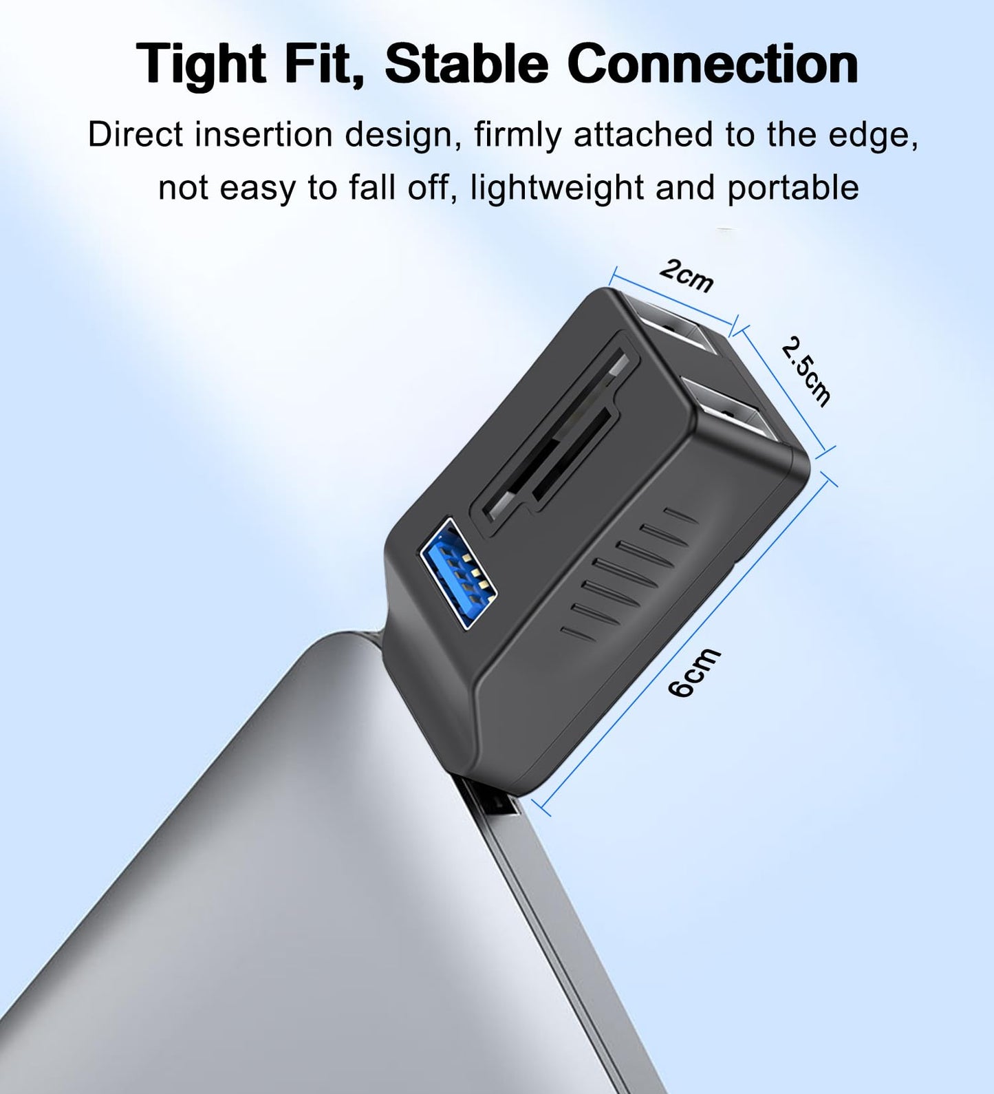 VIENON 5-Port USB 3.0 Hub with SD TF Card Reader, USB Extender Adapter with Memory SD/Micro SD Card Reader, USB 3.0/2.0 Ports, Portable USB Splitter