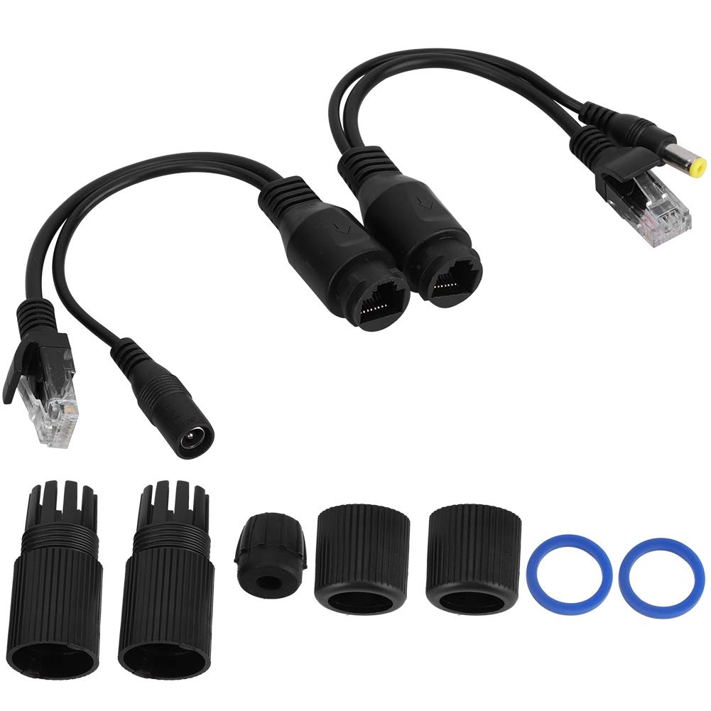 12V PoE Adapter, Power Over Ethernet Passive POE Adapter Cable Splitter Injector for Surveillance Camera(Black)