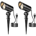 HIBOITEC 2 Pack 30W Outdoor LED Spot Lights 120V Plug in Flag Pole Light 3000LM 3000K Warm White Waterproof Landscape Spotlight for Yard Garden Tree
