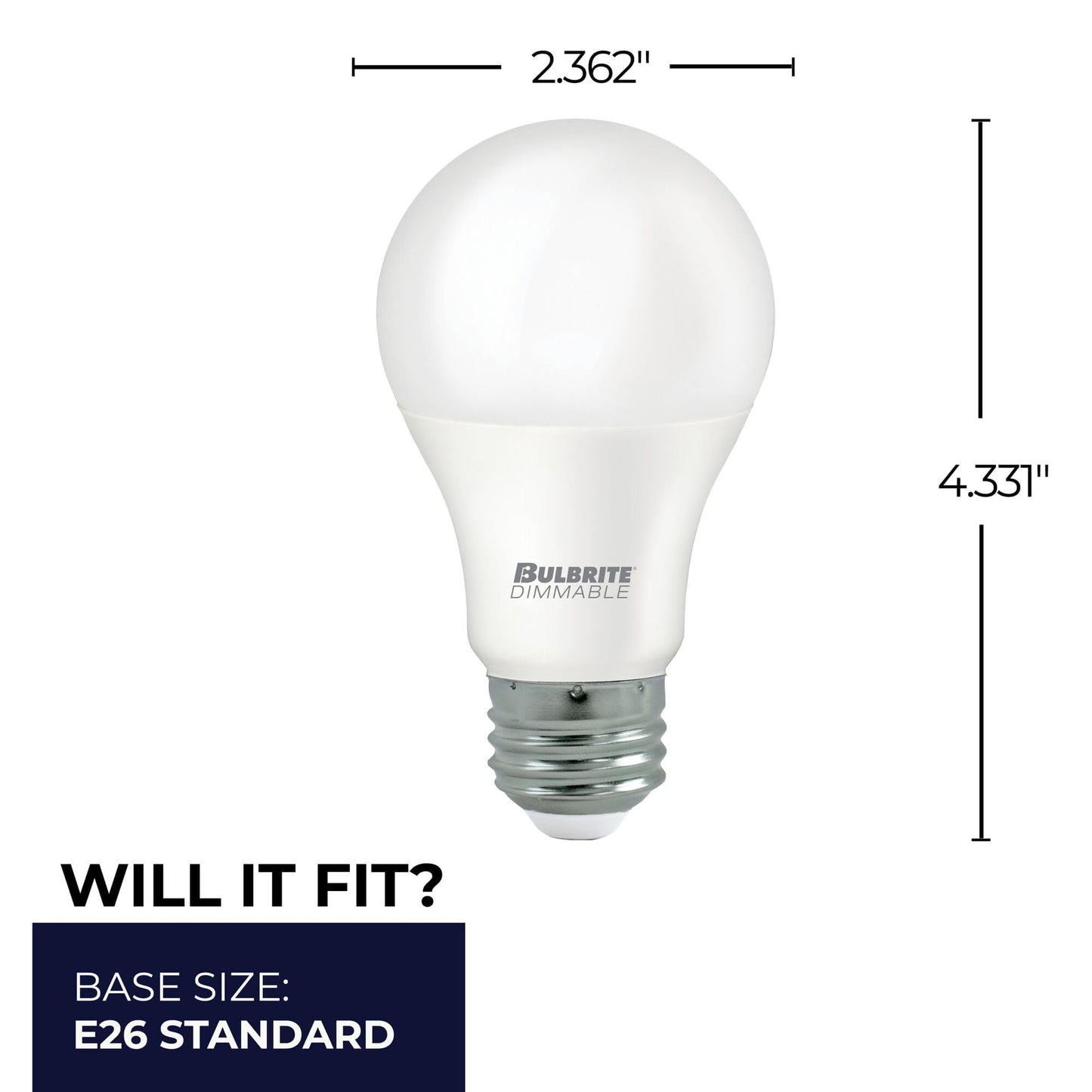Bulbrite 774238, 9 Watt Omni Directional LED Light Bulb, Frost Finish, A19 60 Watt Equivalent, Premium Dimmable, 2700K E26 Base 120V (6)