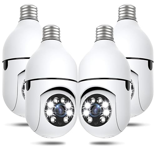 Light Bulb Security Cameras Wireless Outdoor, 5G&2.4GHz 4MP Security Camera 360° PTZ Cameras for Home Security with Color Night Vision, 2 Way Talk, AI
