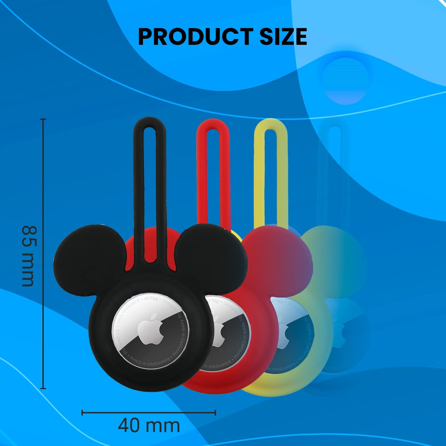 Disney Mickey Mouse Ears 4-Pack Silicone Airtag Holder Case- 4 Airtag Keychain Holder Included- Disneyland Accessory for Backpack/Keys/Pet - Keychain