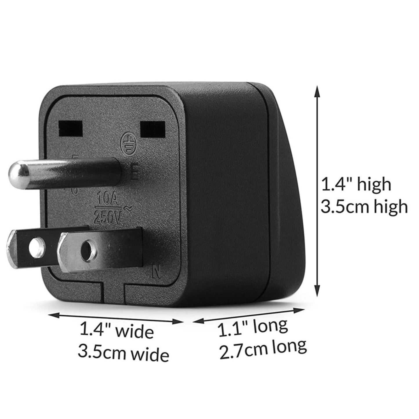 2-Pack ALINNA US Travel Plug Adapter, EU to US Plug Adapter, Universal EU UK AU CN JP to USA (Type B), Grounded 3 Prong USA Wall Plug Adaptor Outlet…