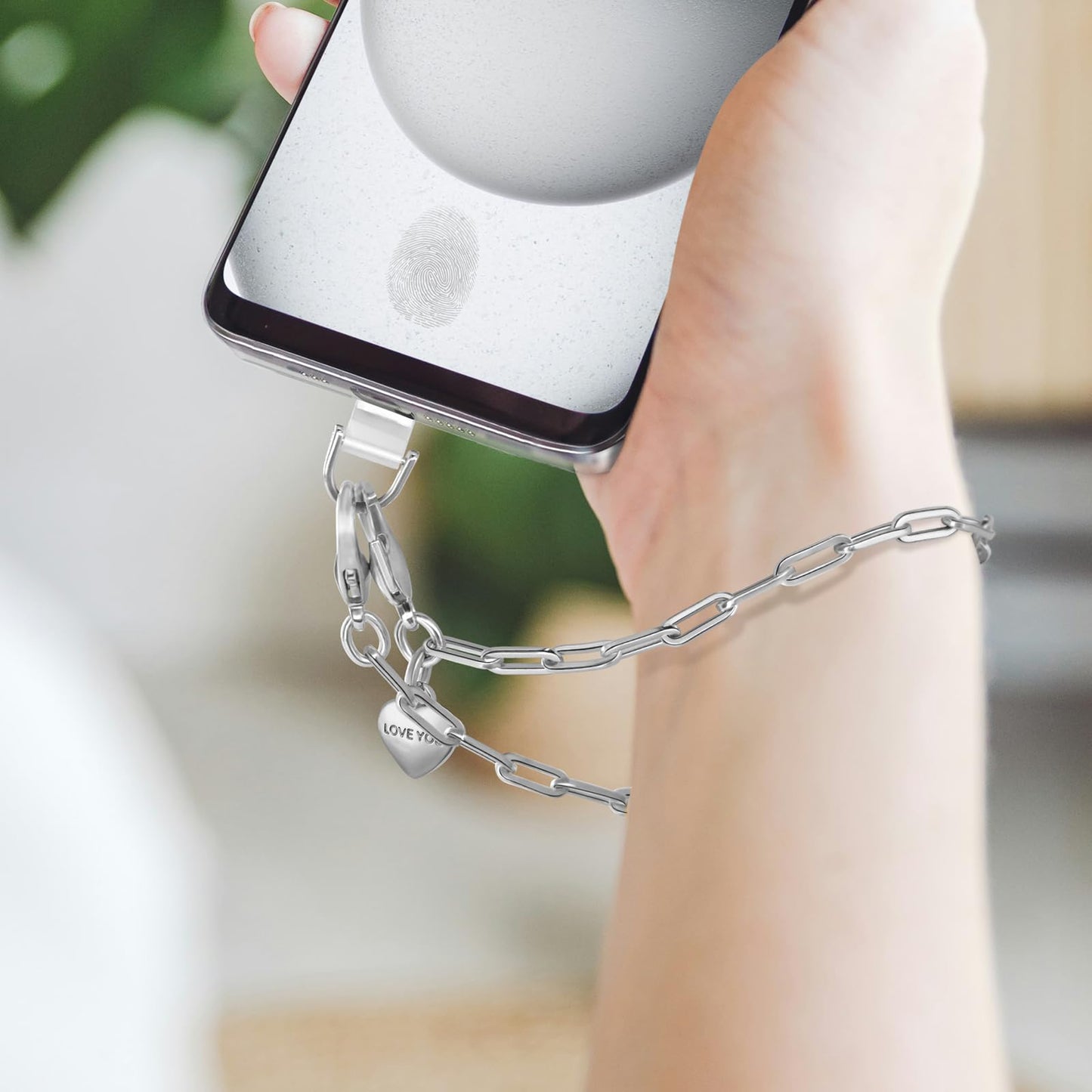 UKON Phone Chain Wrist Strap Metal Phone Lanyard Wristlet Strap with 2xTPU Tether Tab for Women Shopping Traveling Party