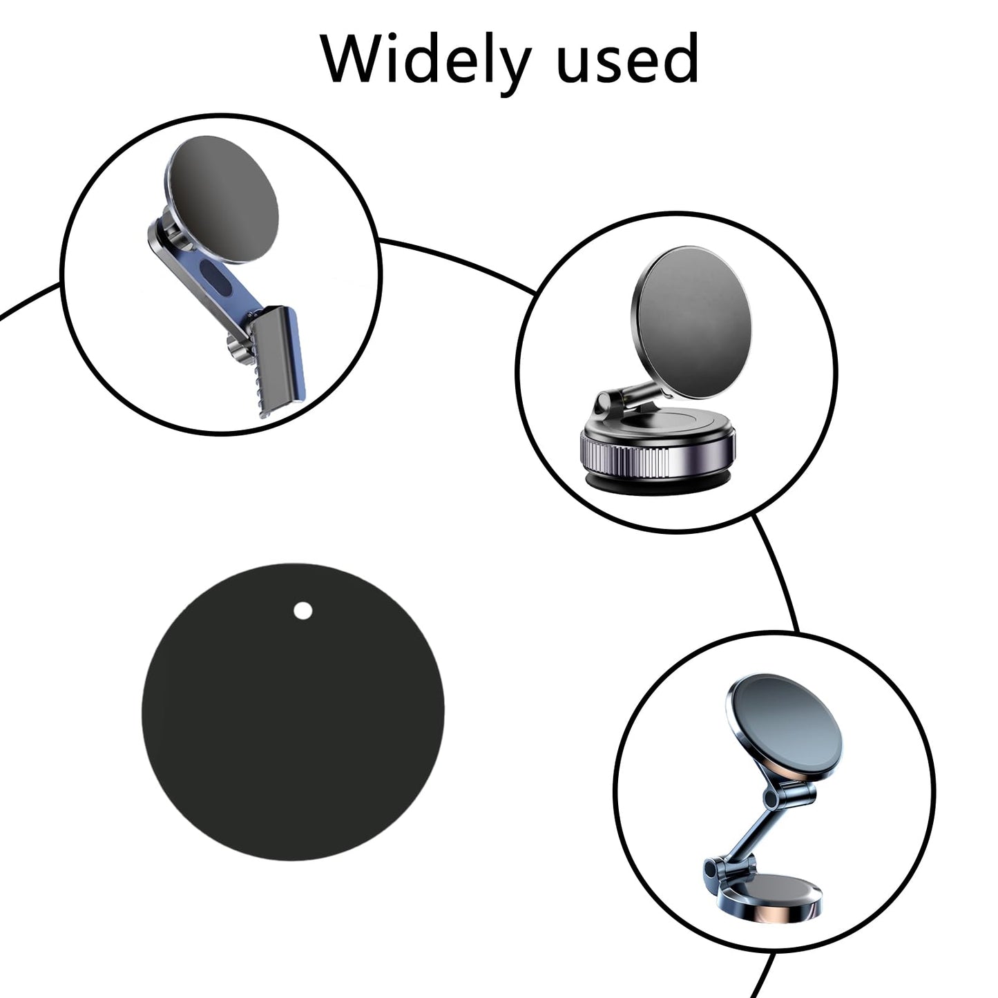 BGJRBY Mount Metal Plate?8Pack? for Magnetic Car Mount Phone Holder with Full Adhesive for Phone Magnet, 8 X Round (Black)