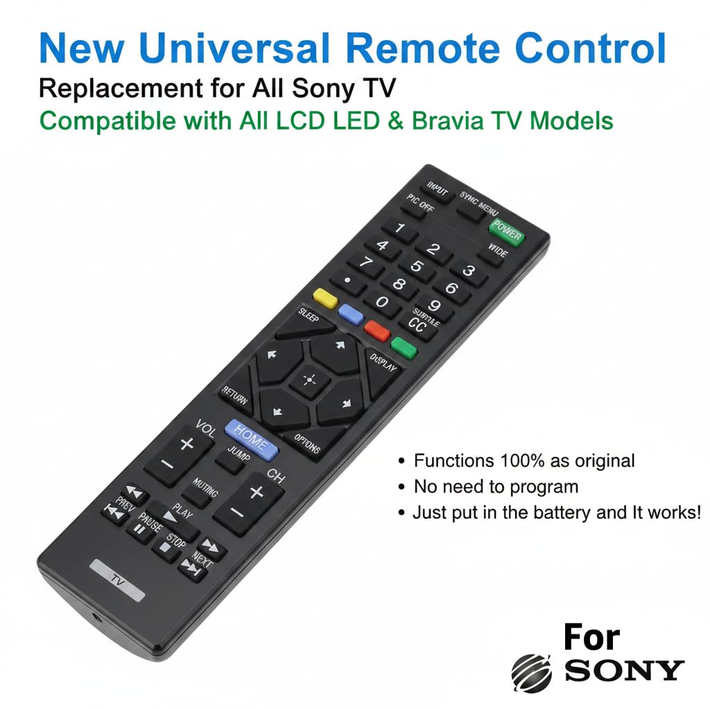 Universal for Sony TV Remote Control, Compatible with All Sony Bravia Smart LCD LED HD TVs