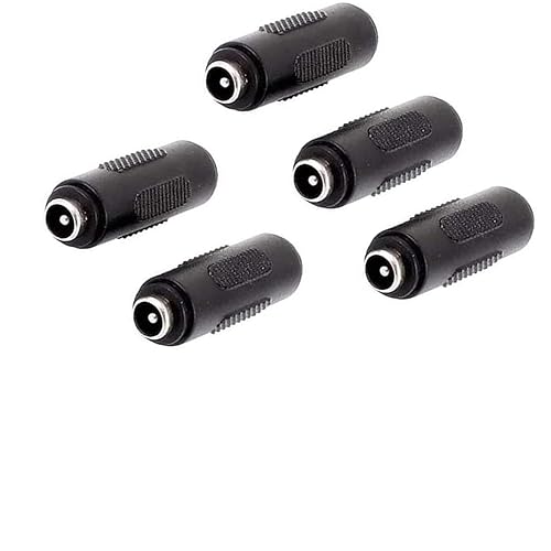 Lagogia 5.5mm x 2.1mm DC Power Connector Adapter, 5.5mm x 2.1mm DC Female to Female Power Jack Connector Adapter for CCTV Camera - (5 Pcs)