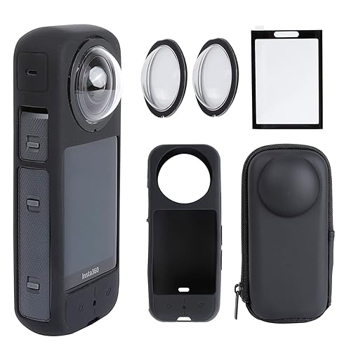 PellKing Camera Protective Accessories Kit for Insta360 X3, Insta 360 X3 Bundle Include Lens Guard/Silicone Protective Cover/Screen Protectors/Camera
