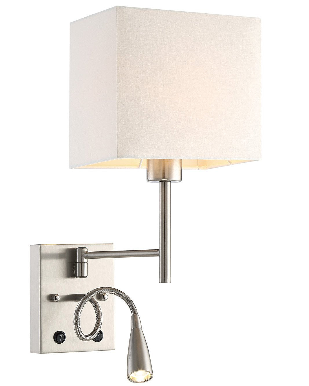 HomeFocus Bedside Wall Lamp with LED Reading Lamp,Swing Arm Wall Light,Wall Sconces