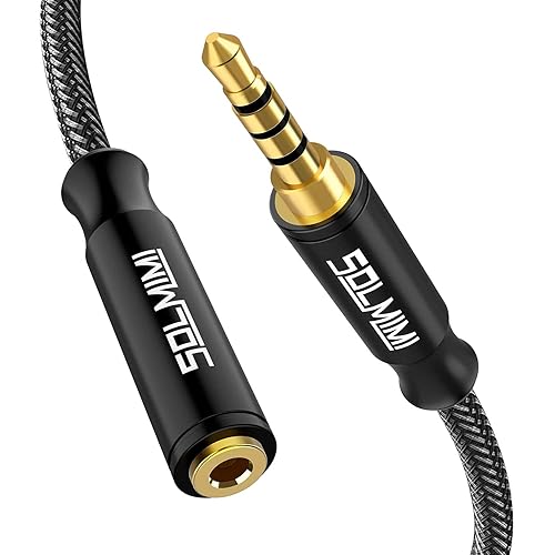 SOLMIMI Headphone Extension Cable 4 Pole 3.5mm TRRS Male to Female Lossless Stereo Audio Cable Extension (4 ft/ 1.2 m) Nylon Braid Aux Cord Extension…
