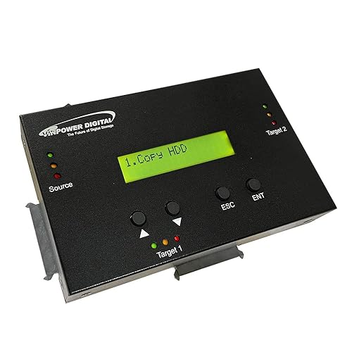 Vinpower 1 to 2 SATA 2.5" & 3.5" Hard Disk Drive/Solid State Drive (HDD/SSD) Clone Duplicator and DOD Level Eraser