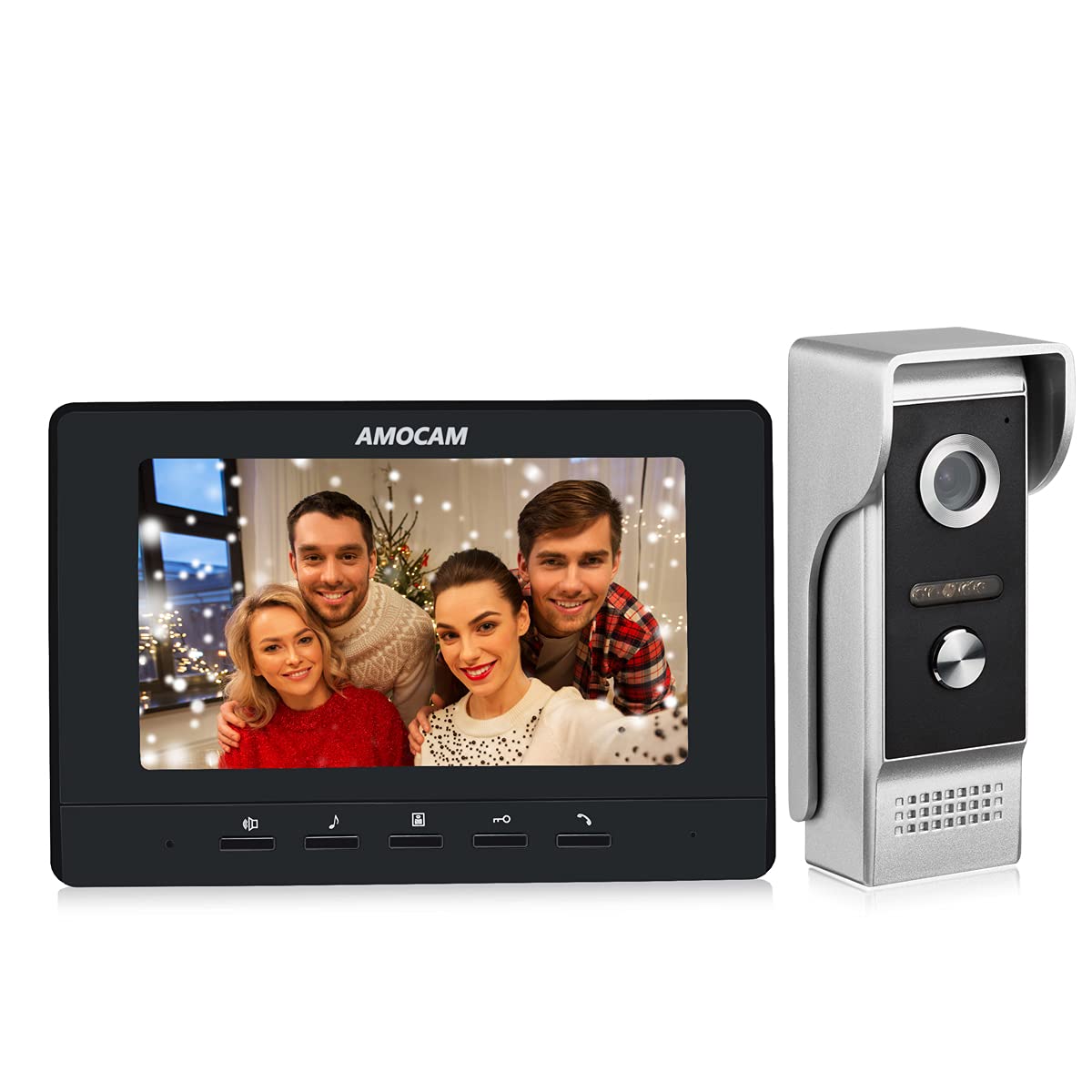 Video Intercom System, 7 Inches Monitor Wired Video Door Phone Doorbell Kits, IR Outdoor Camera Door Intercom, Support Unlock, Monitoring, Dual-Way