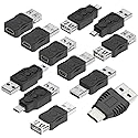 ZJKJHJY USB 2.0 Adapter Set USB/Type C/Micro/Mini Male to Female Converter Connector (12 pcs)