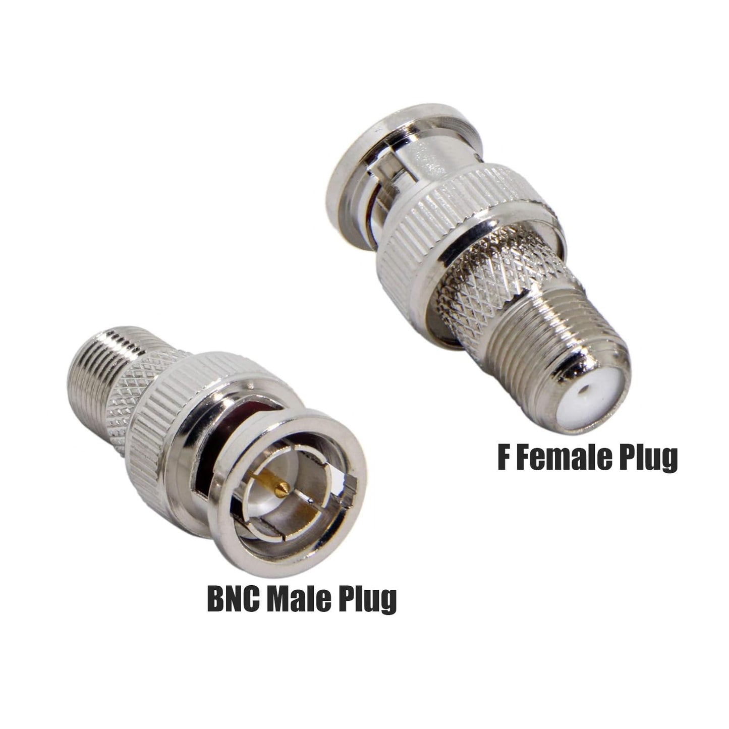 hrsyyl 10pcs BNC Male Plug to F Female Jack Adapter BNC Male Connector for CCTV Scanner Camera