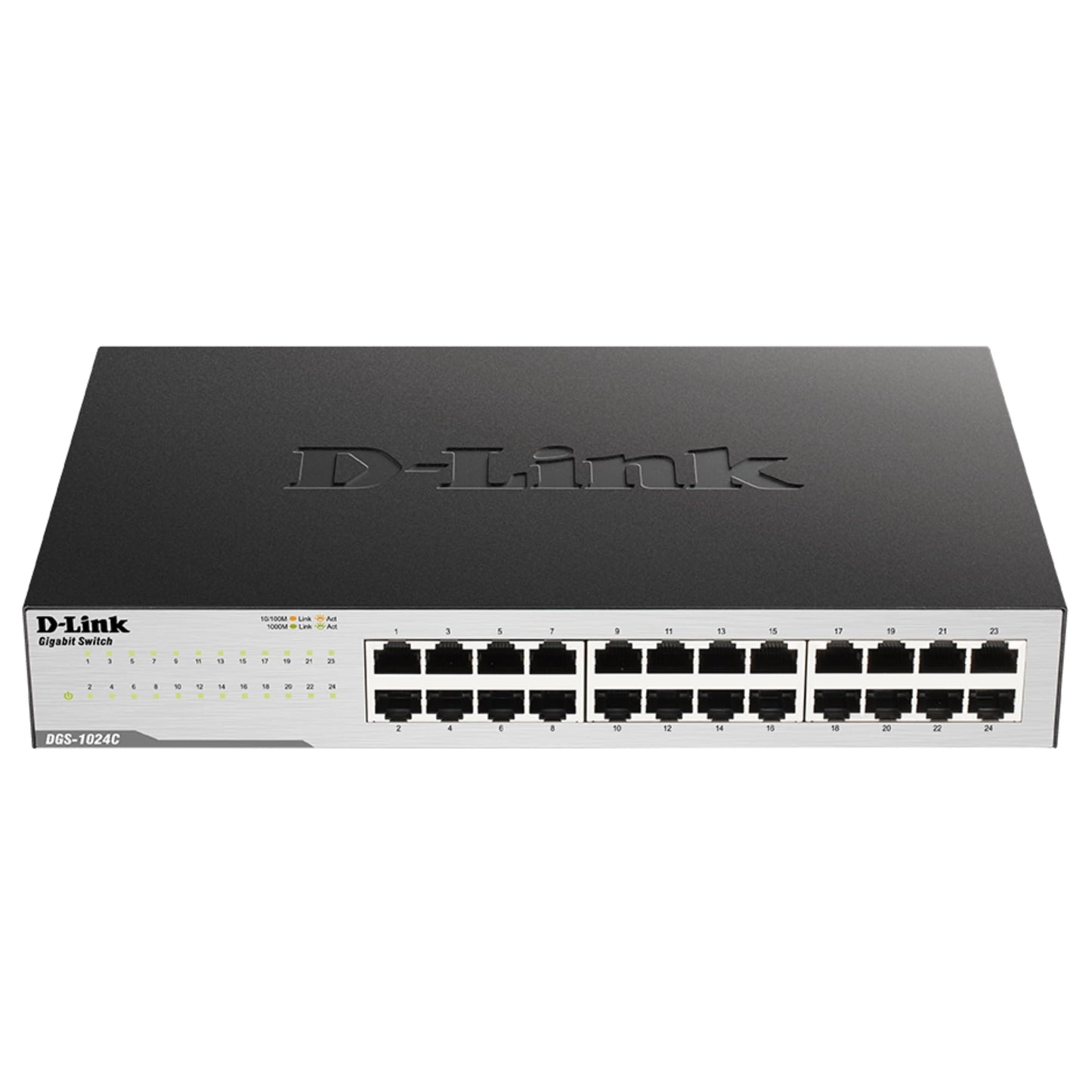 D-Link Ethernet Switch, 24 Port Gigabit Unmanaged Network Internet Hub Desktop Rackmount, Plug N Play (DGS-1024C),Black