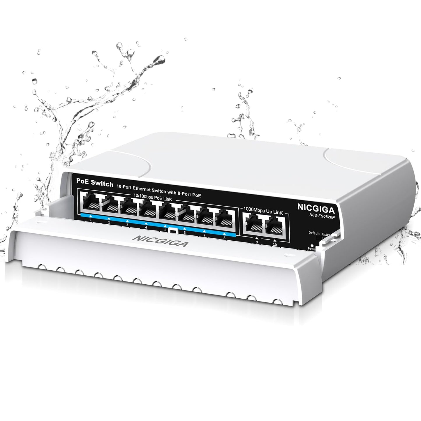 Outdoor Waterproof 8-Port PoE Switch with 8 Port PoE+@120W + Gigabit Uplink Port, 10 Port IEEE802.3af/at Power Over Ethernet Switch Unmanaged