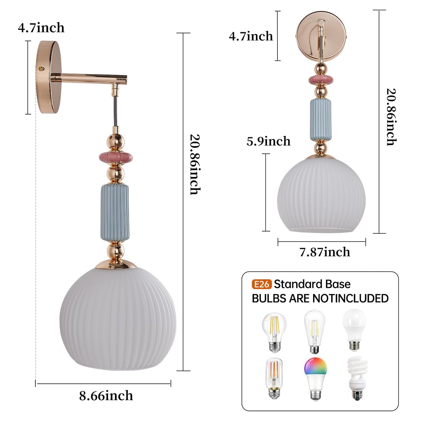 FALINNEAD Milk White Glass Modern Wall Scone Hanging Indoor Wall Light Fixtures Milky White Lamp for Bedroom Hallway Living Room