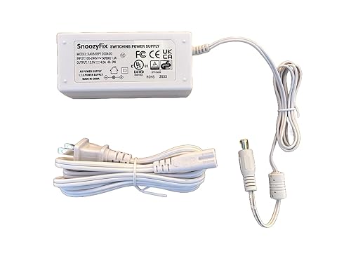 11ft Power Supply for Snoo Smart Sleeper Bassinet (All Models) - 12V 4A Charger Adapter, Compatible with Happiest Baby Snoo S1000, White Plug