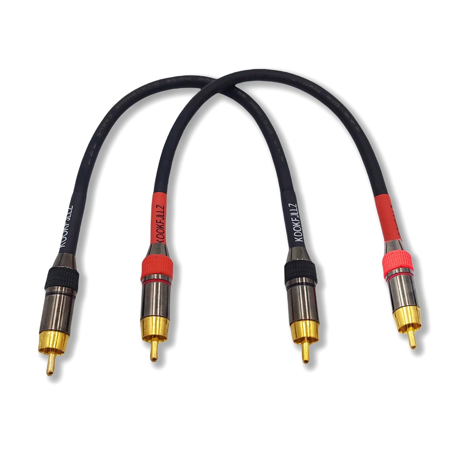 KOOKFJLLZ Premium RCA Audio Cable 1ft - Heavy Duty Gold Plated Male to Male Subwoofer Cable with Low Noise Shielding for Amplifiers & Home Theater