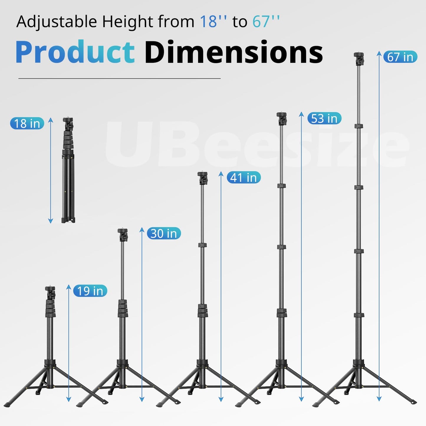 UBeesize 67" Phone Tripod & Selfie Stick, Camera Tripods Stand with Wireless Remote and Phone Holder,Compatible with iPhone Android Phone, Perfect
