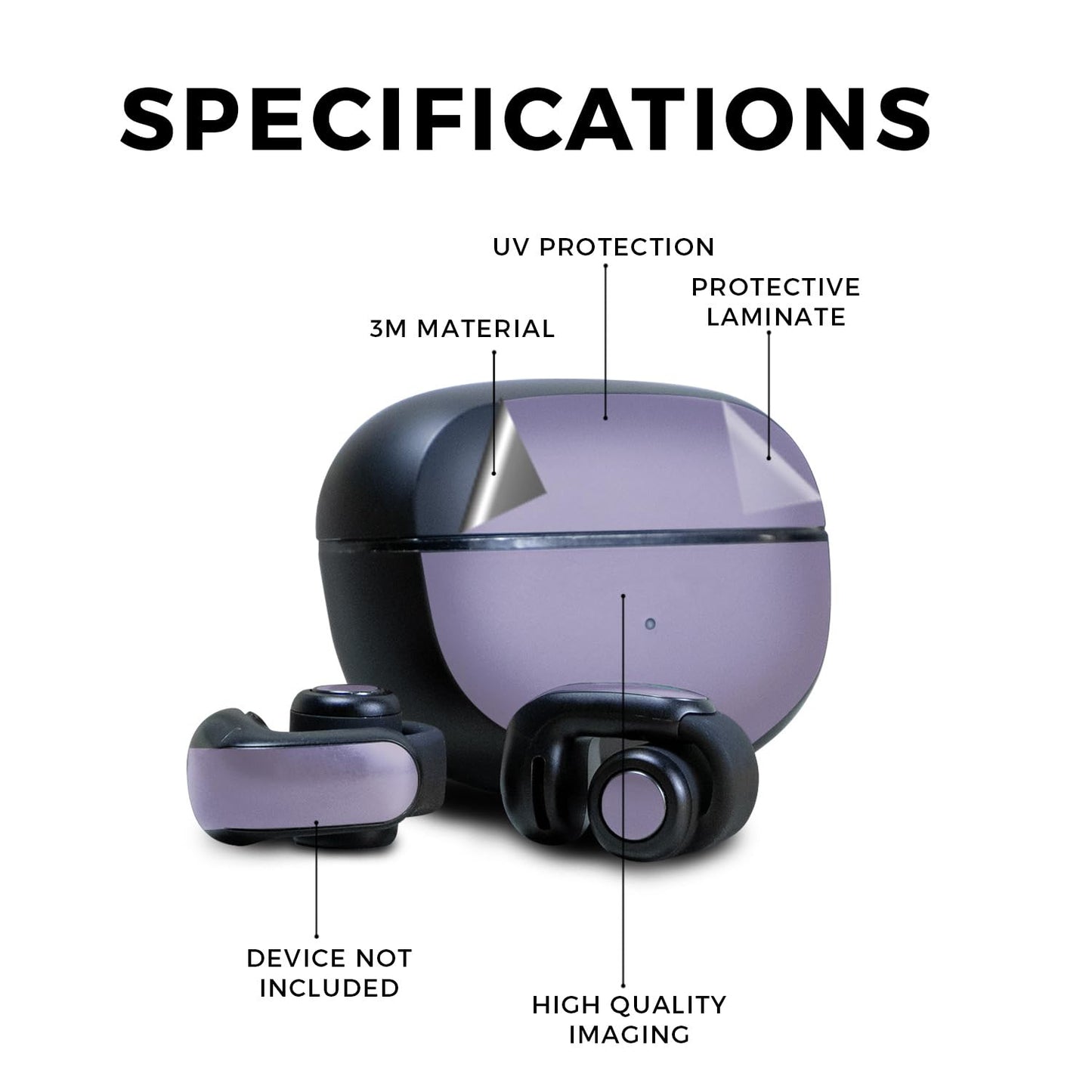 Skin Compatible with Bose Ultra Open Earbuds - Solid Lavender - Premium 3M Vinyl Protective Wrap Decal Cover - Easy to Apply | Crafted in The USA…