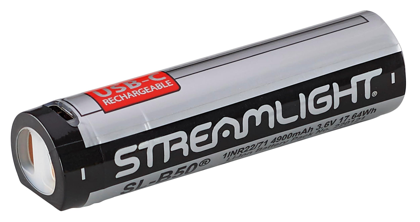 Streamlight 22111 SL-B50 Protected Lithium-Ion USB-C Rechargeable Battery with Integrated Charge Port, 1-Pack