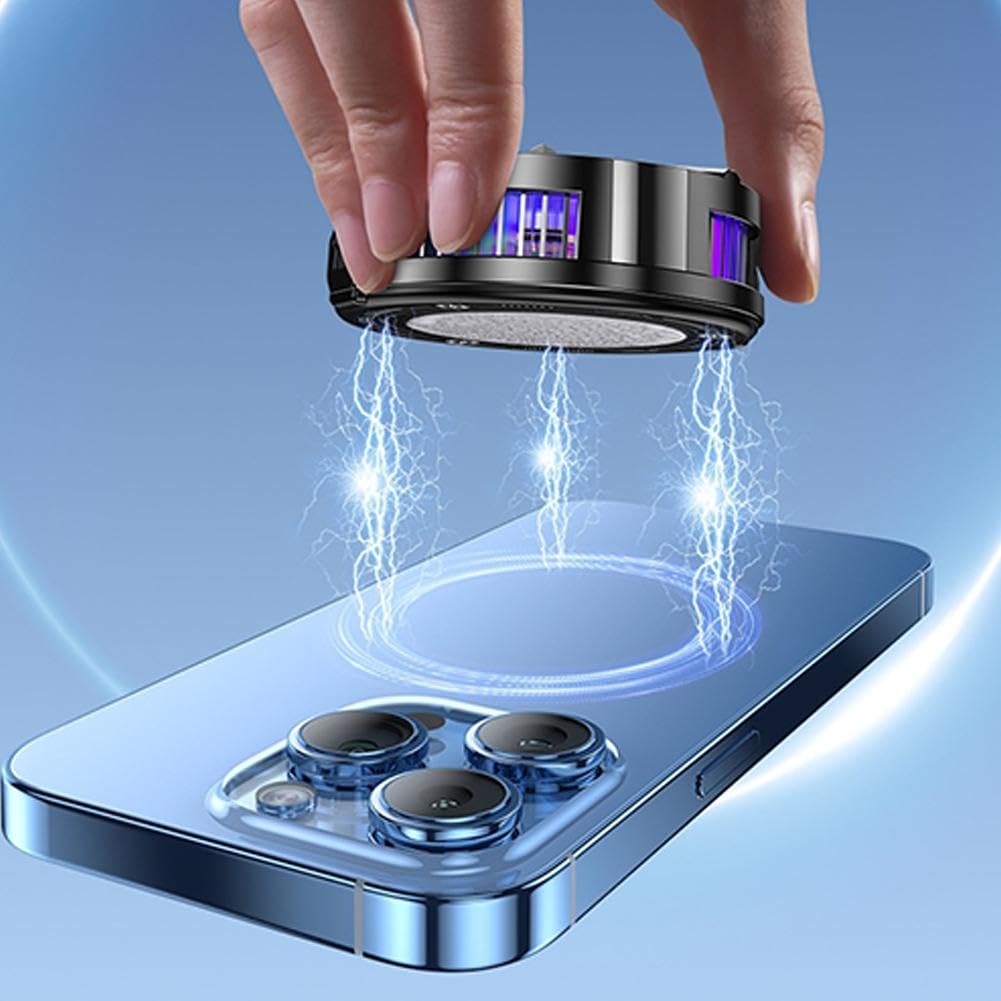 Protable Mobile Phone Cooler, Three-Speed Magnetic Cellphone Radiator with Temperature Display&Light, Rechargeable Phone Cooling Fan