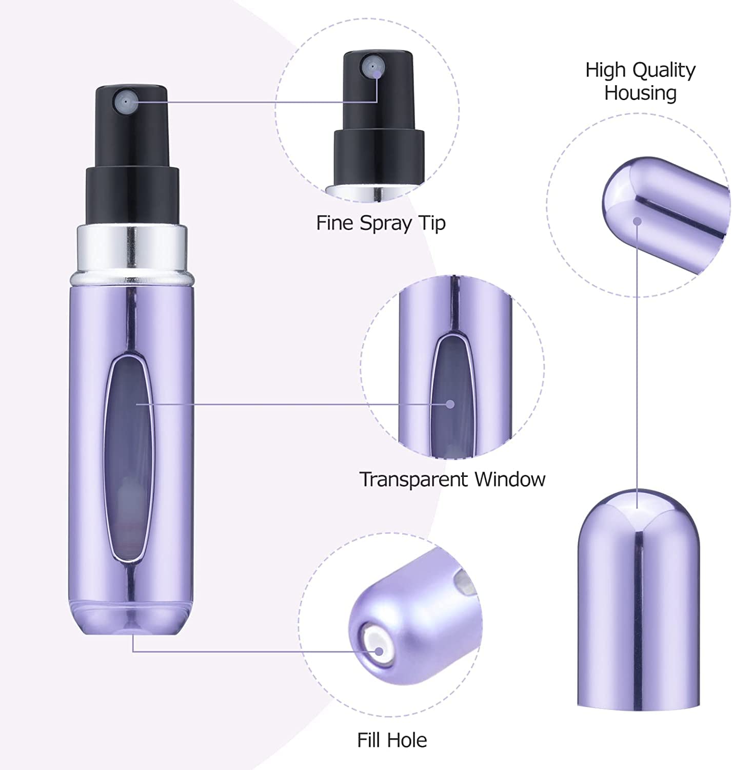 HonKuaDL Travel Perfume Atomizer, Refillable Cologne Bottle Spray Container - Must-Have for Travel (5 Pack, 5ml/0.2oz)