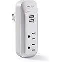 Easylife Tech Wall Outlet Extender with 2 AC Outlets and 2 USB Charging Ports Compact Plug in Power Hub 5V 3.4A USB Charger for Home Office and Travel