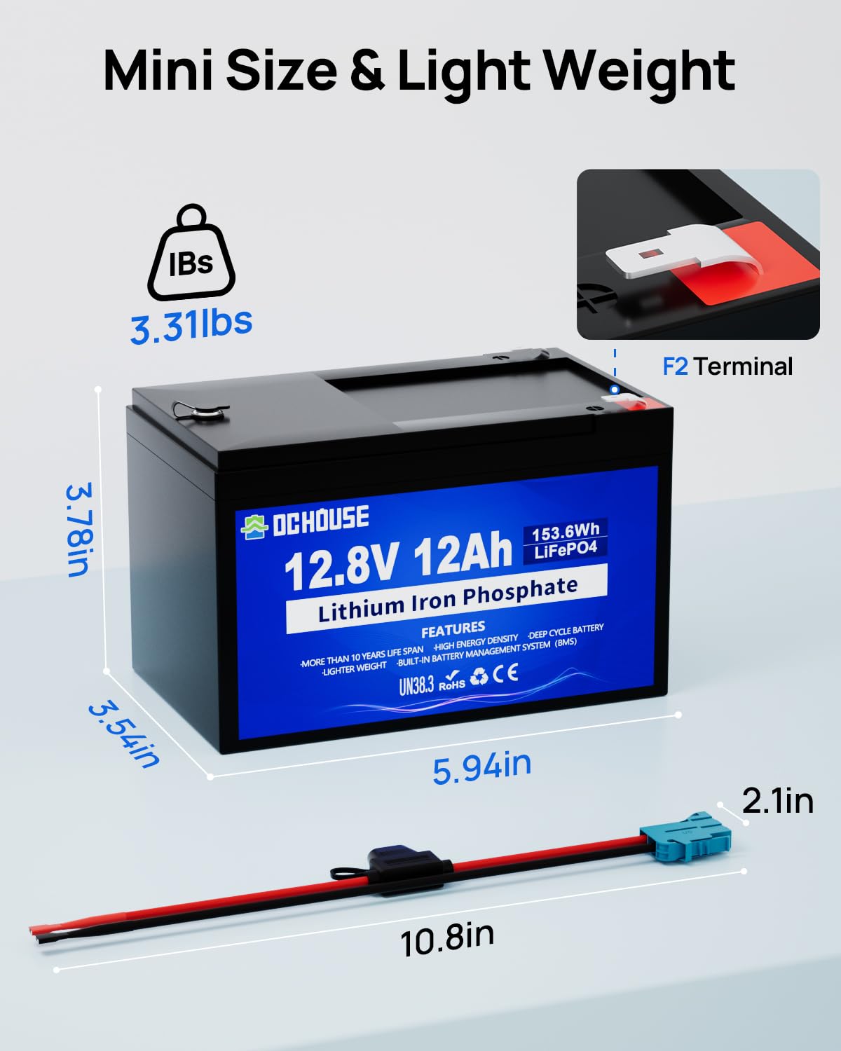 DC HOUSE Replacement 12V 12Ah Lithium Battery for Peg Perego Ride On Toys, with Wire Harness Connector & DC Port, 5000+ Cycles Rechargeable LiFePO4…