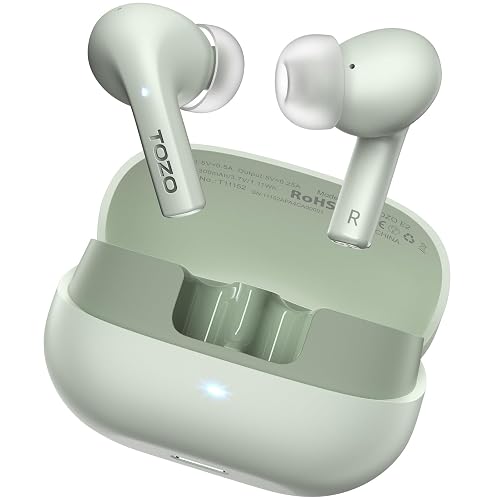 TOZO E2 Wireless Earbuds with 2 Mics AI Call Noise Cancellation, 10mm Drivers with Powerful Bass, App Customize 32 EQs, 30H Playtime, Bluetooth 5.3