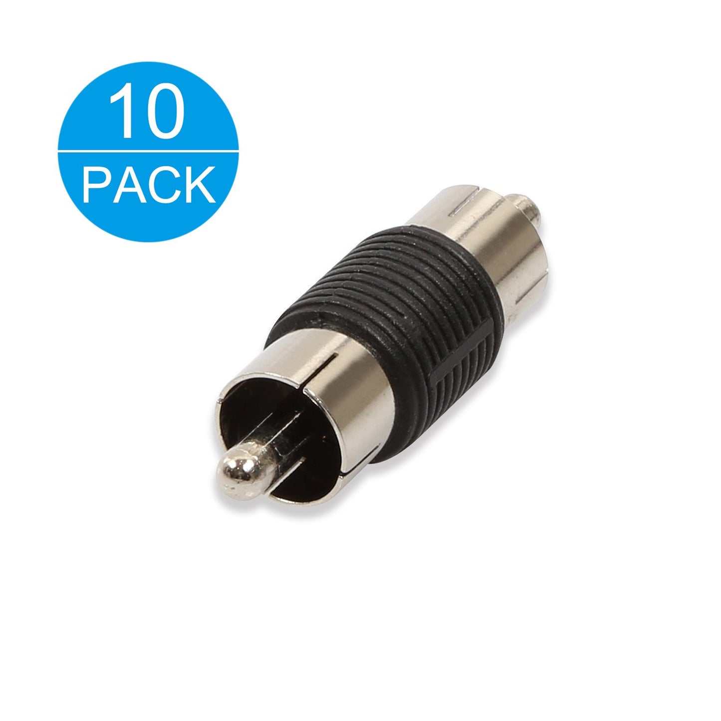 ELECTOP 10 Pack Audio Video Nickel RCA Male to Male RCA Coupler Adapter Connector, for Phono,Speaker,RCA Cable,Amplifier