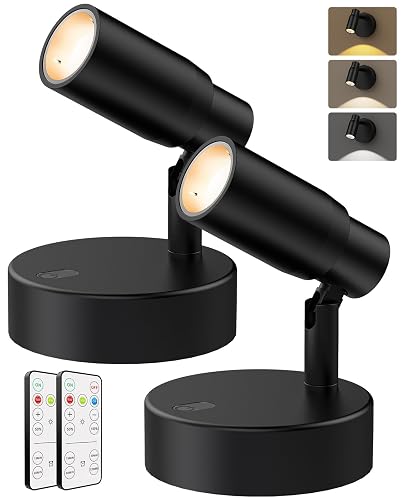 PESUTEN Zoomable Spot Lights Indoor, Rechargeable Picture Light with Remote, Dimmable CCT Spotlight for Wall Art, 6000mAh Uplights with Timer